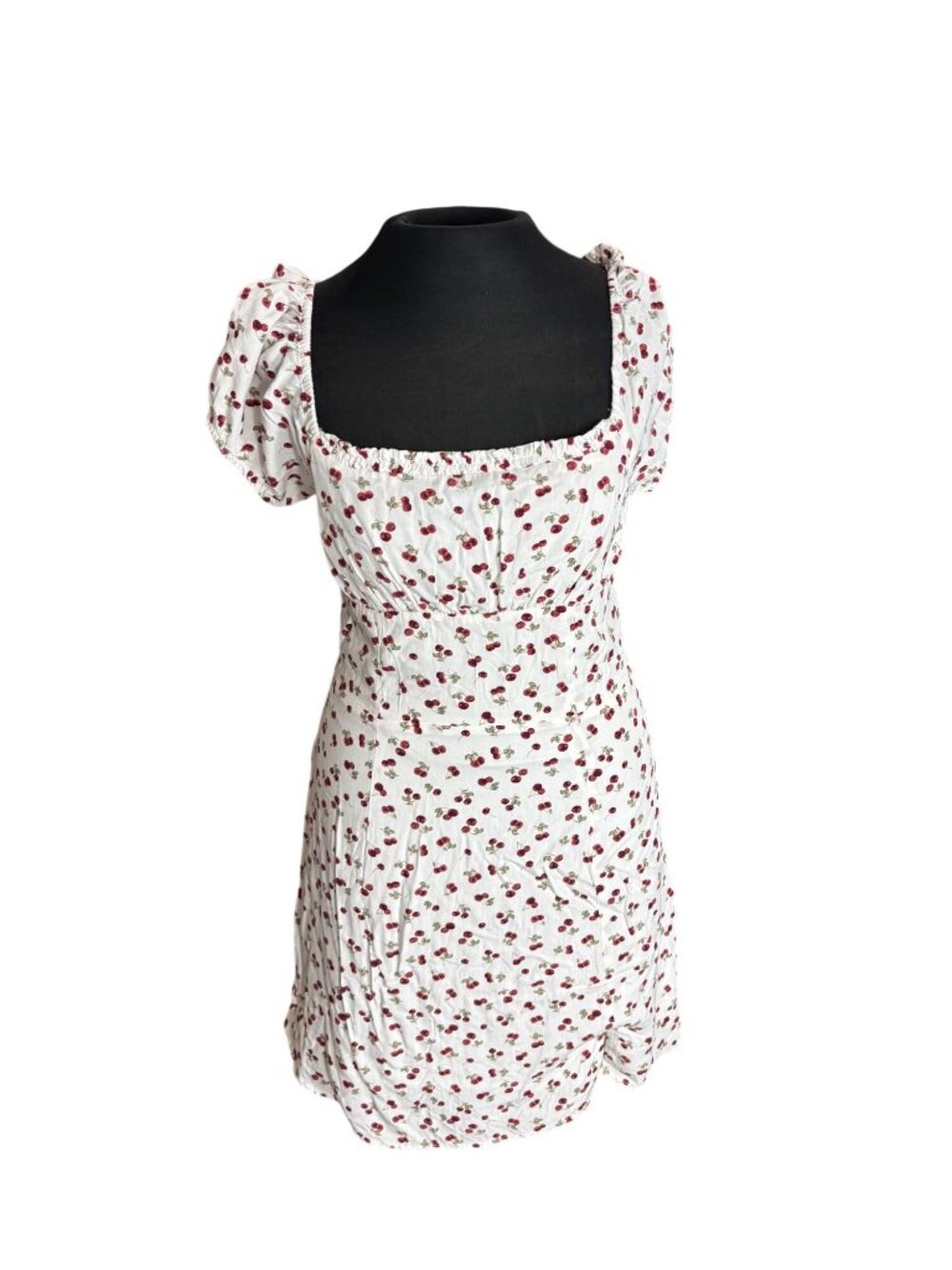 Aeropostale Womens Cherry Print White Mini Dress Size M Cotton Blend
